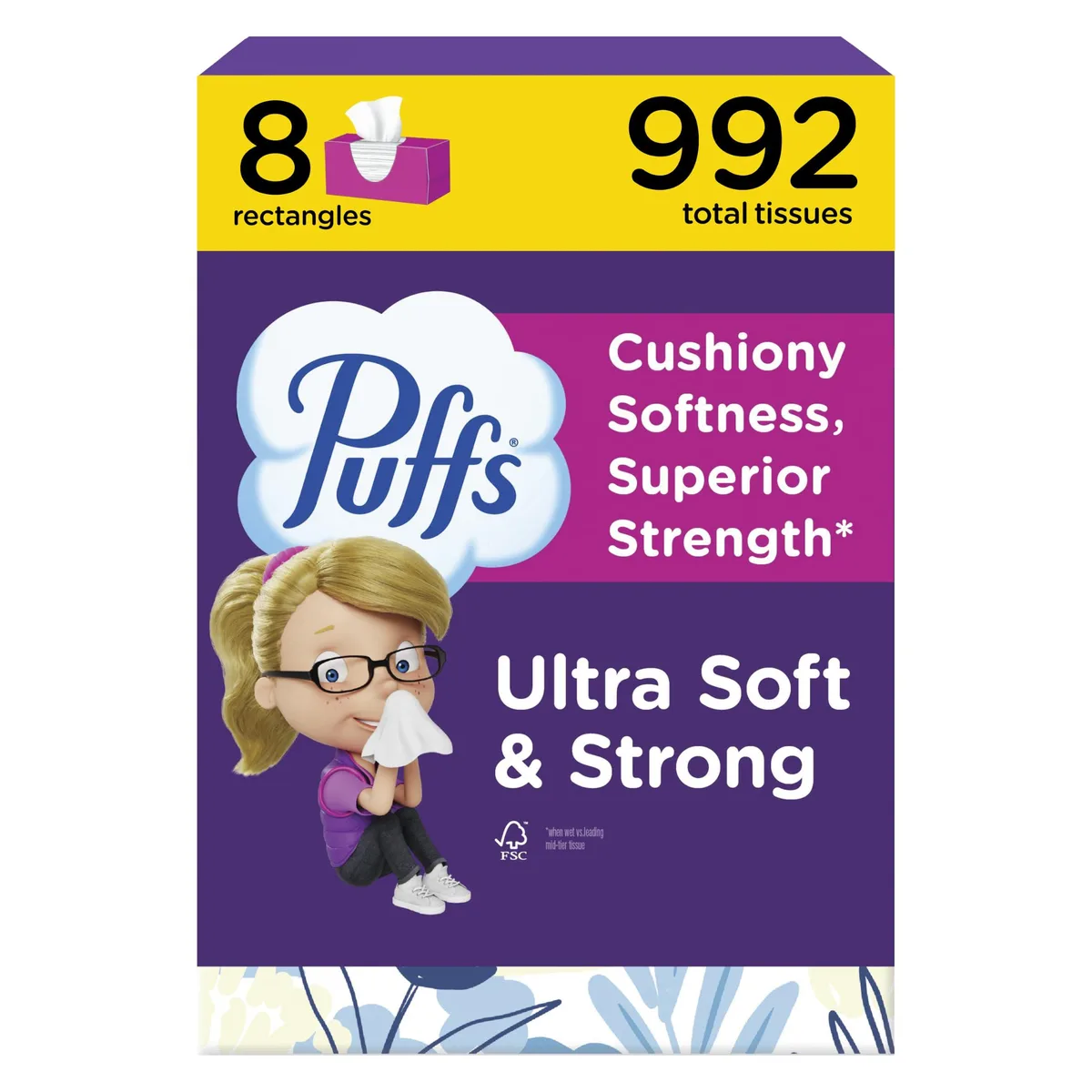 Puffs 030772067284 Ultra Soft Non-Lotion Facial Tissue 8 Boxes 124 Count — produkto nuotrauka