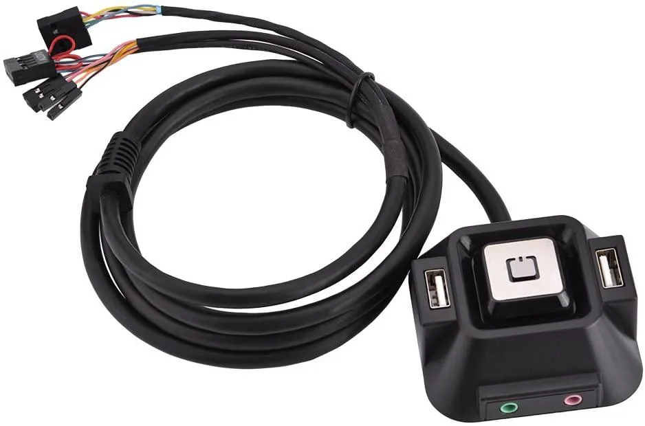 myVolts myVolts Desktop PC Switch Button with Dual USB 2.0 Ports, Audio & Microphone, 1.2m — photo du produit