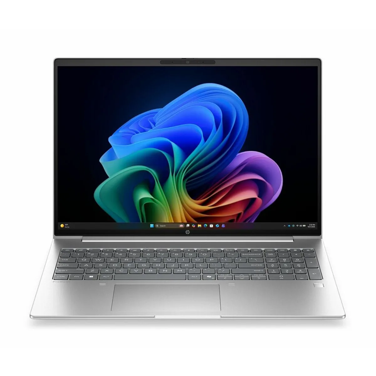 Silver HP 16 inch laptop closed showing smooth metal finish
