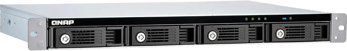 Silver 4-bay rackmount NAS enclosure with USB 3.0 Type-C port and lockable drive trays
