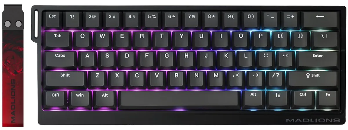 Compact black 60% wired keyboard with RGB backlighting and magnetic switches