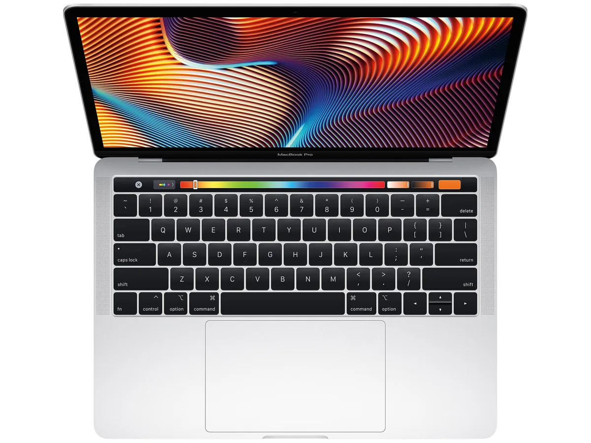 Silver aluminium 13.3 inch MacBook Pro with Touch Bar, thin and light design