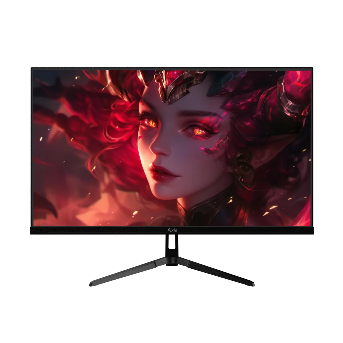 Black 27 inch frameless gaming monitor on stand