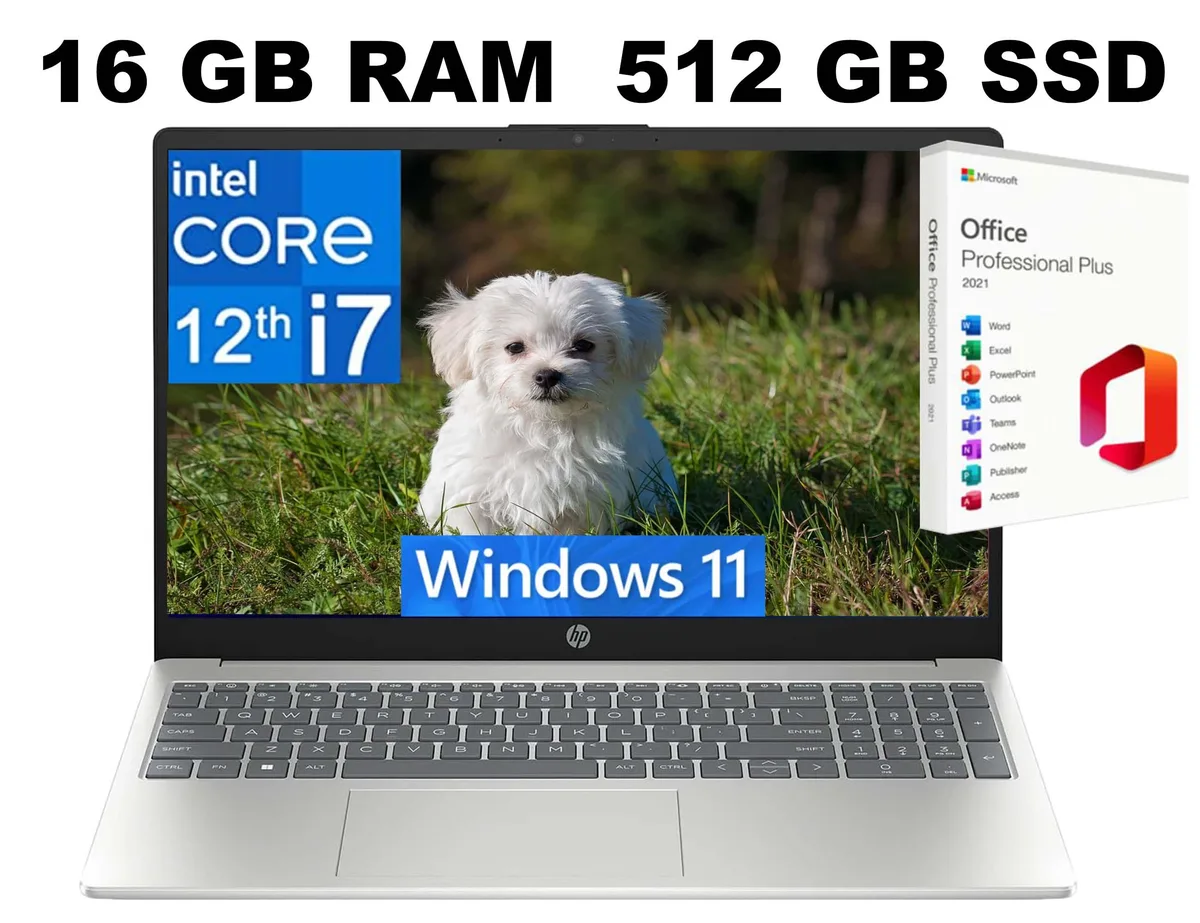 HP HP 15 laptop i7-1255U 16GB 512GB SSD 15.6" FHD Silver — product photo
