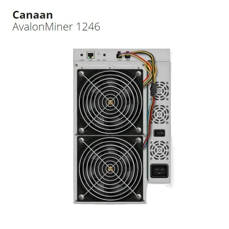 Rectangular metal mining unit with integrated power supply, four cooling fans, dark industrial finish