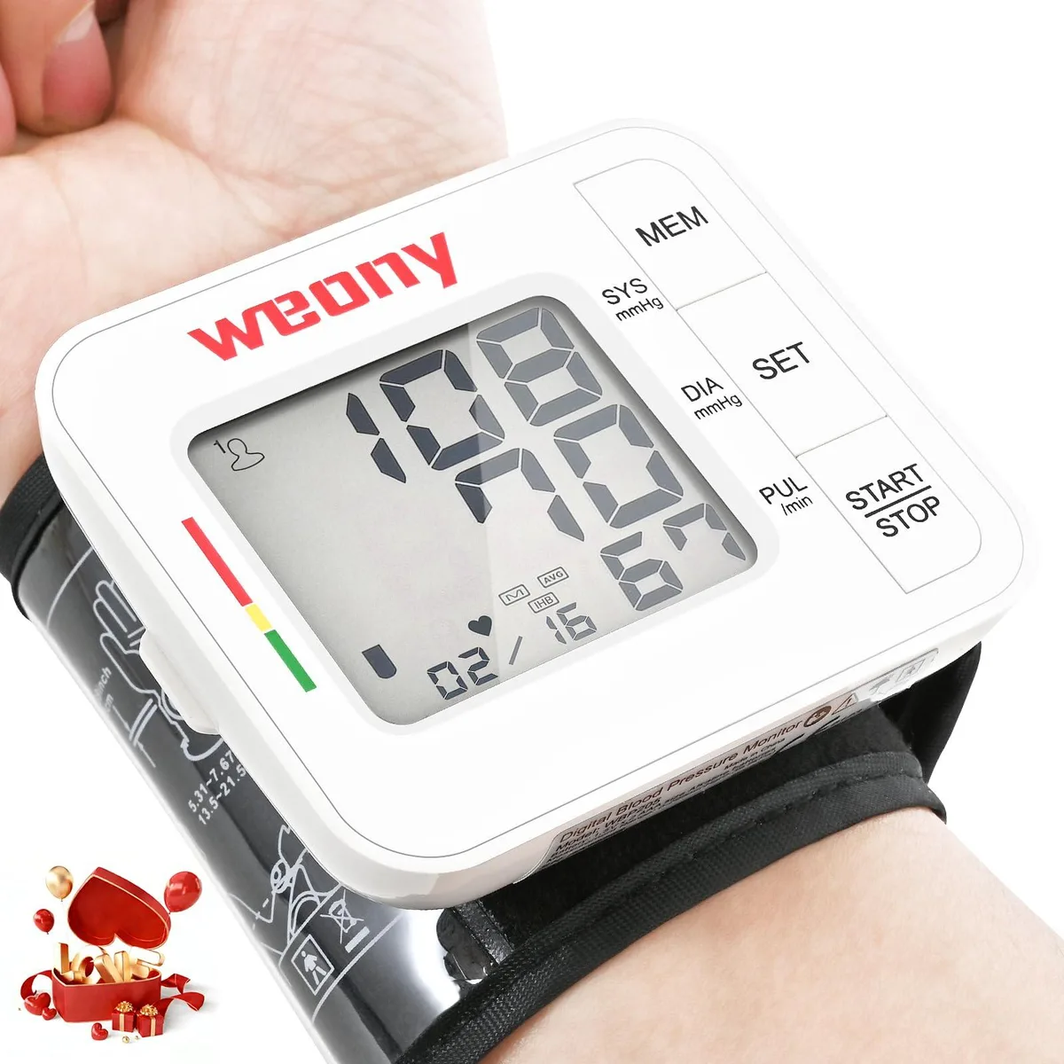  WEONY WBP205 wrist blood pressure monitor 8.5 inch cuff — φωτογραφία προϊόντος
