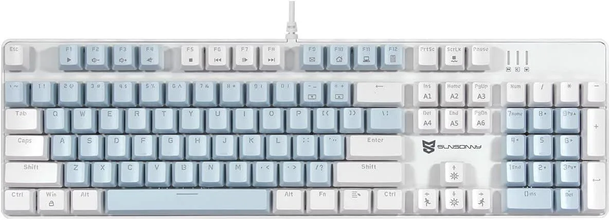 TUKO TUKO 104 Mechanical Gaming Keyboard Blue Switches Hot Swappable White Backlit — Produktfoto