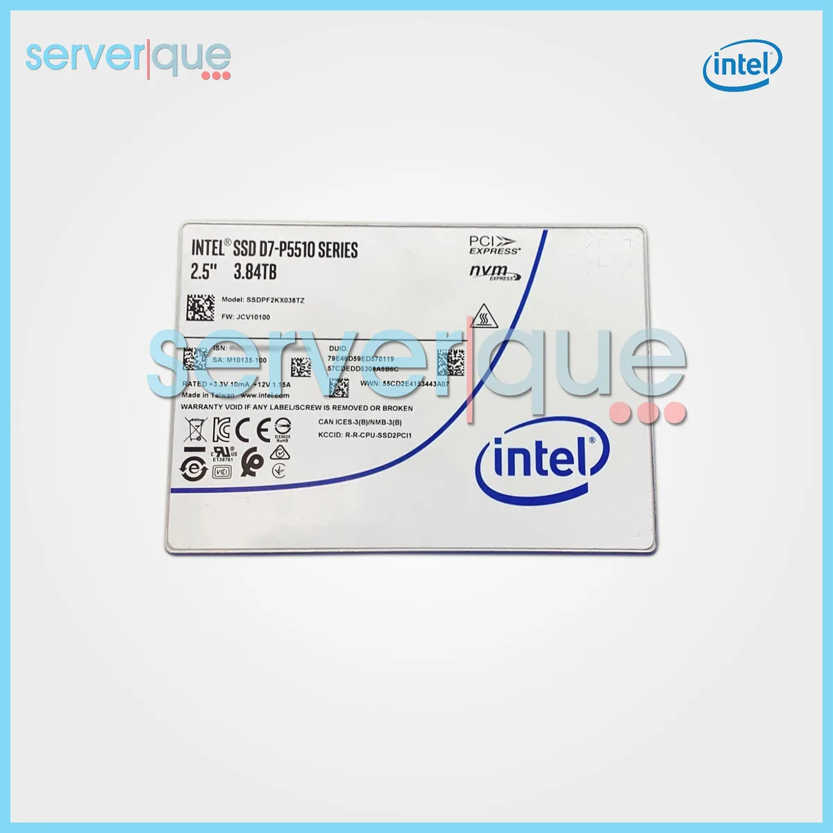 Intel D7-P5510 3.84TB 2.5 inch U.2 NVMe SSD silver metal casing