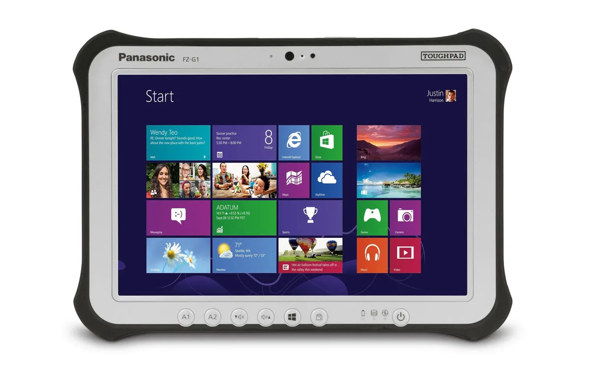 Silver 10.1 inch rugged tablet with touchscreen and digitizer pen