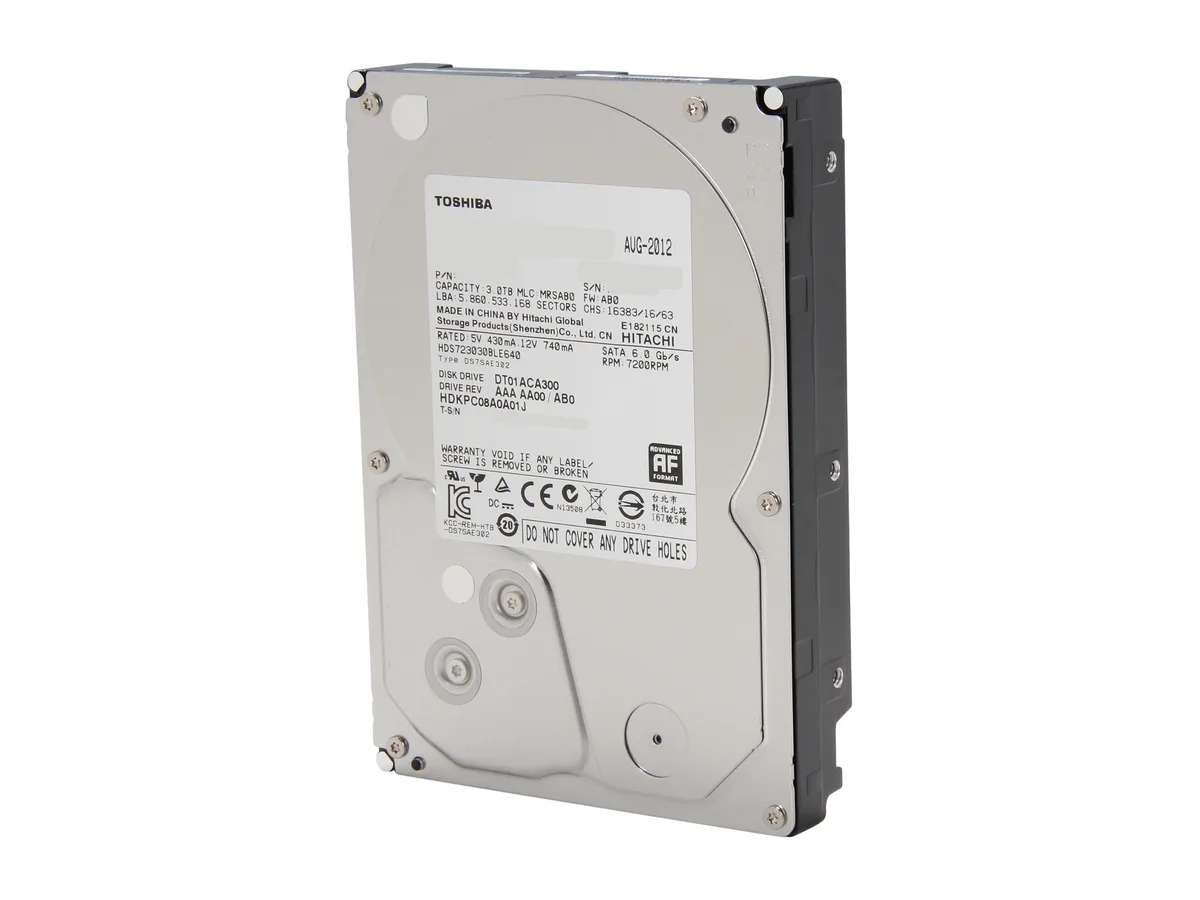 Toshiba Toshiba DT01ACA300 3TB 7200 RPM 64MB SATA 6.0Gb/s 3.5" internal hard drive — photo du produit