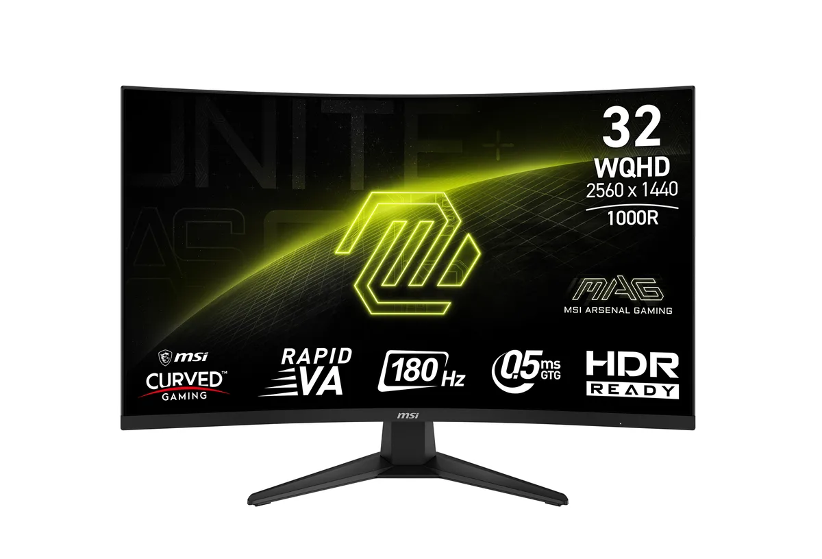 31.5 inch curved gaming monitor in metallic black with thin bezels