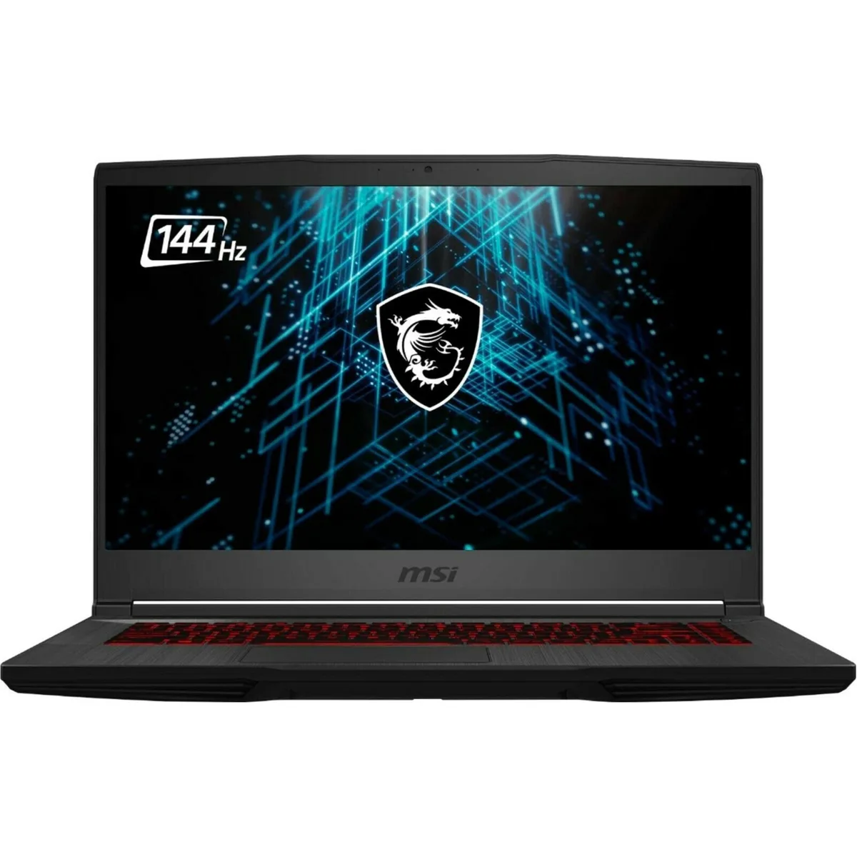 Black 15.6 inch laptop with thin chassis and 144Hz display