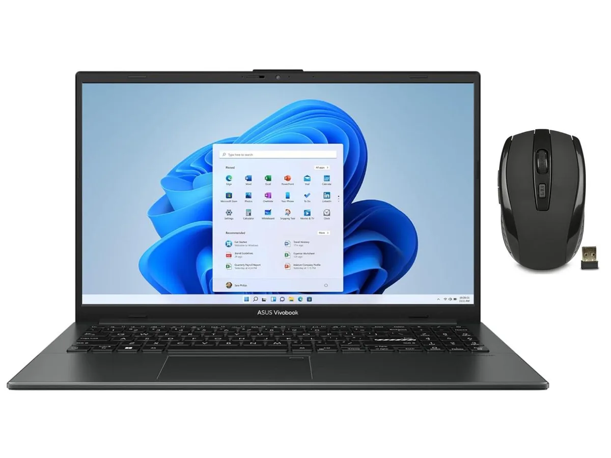 Black 15.6-inch laptop with matte finish and standard clamshell design