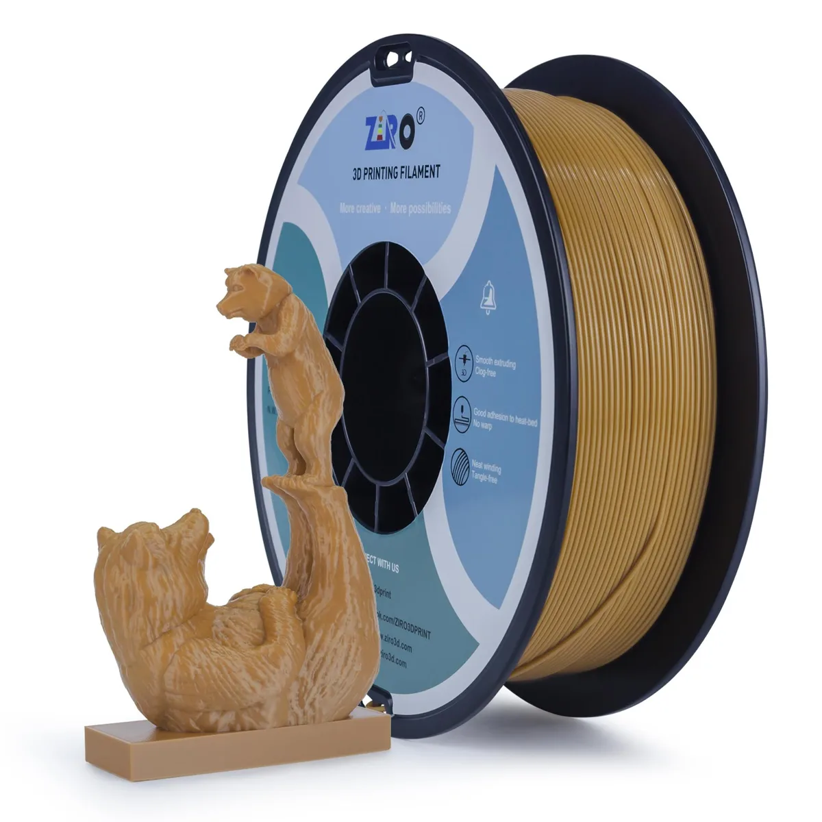 Ziro 3D Ziro 3D PLA Pro Filament 1.75mm 1kg Brown — 商品照片