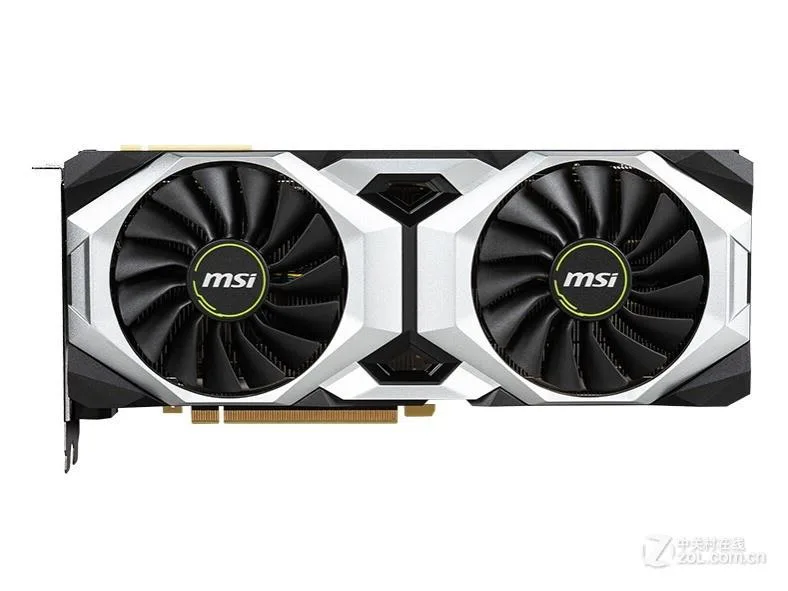 MSI GeForce RTX 2080Ti VENTUS graphics card with dual fans and silver shroud