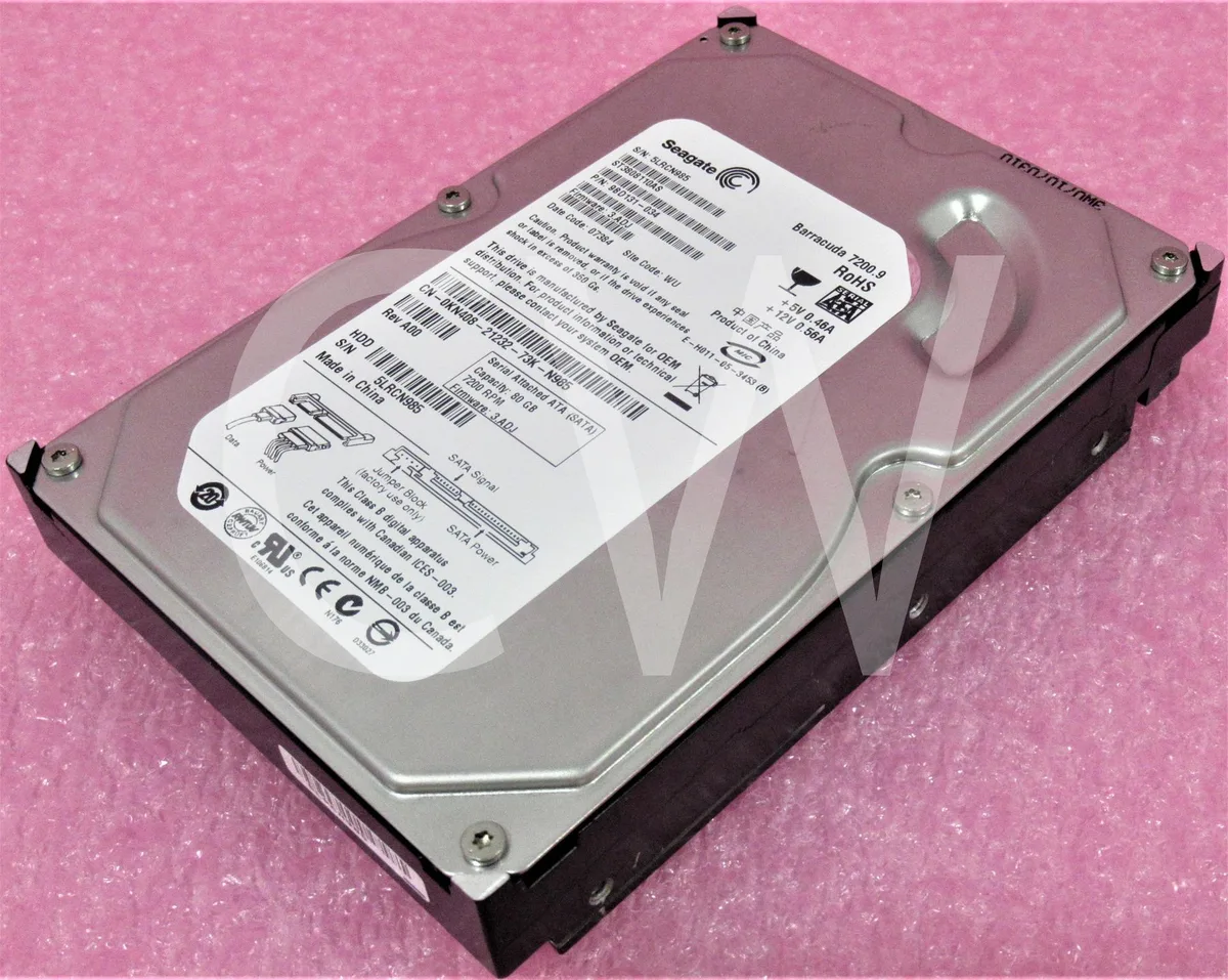 Silver 3.5 inch SATA hard drive with exposed circuit board