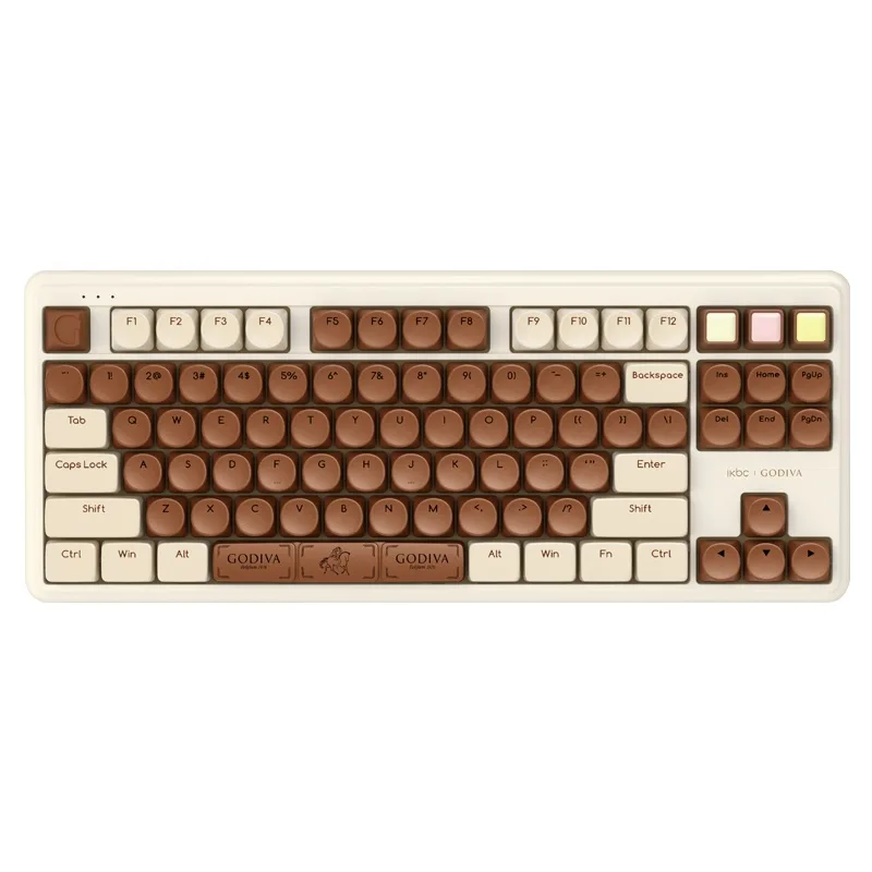 Compact brown mechanical keyboard, 87 keys, wireless dual connectivity