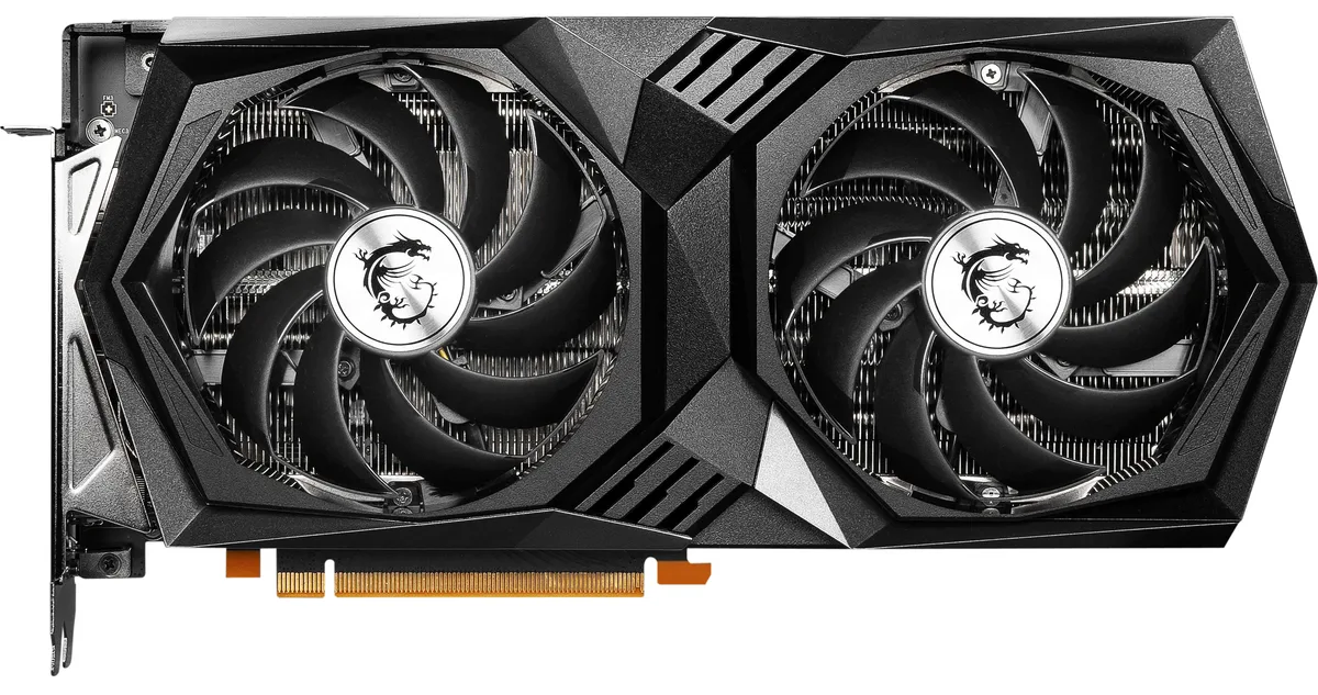 MSI RTX 3050 Gaming X 8G graphics card with dual fans and metal backplate