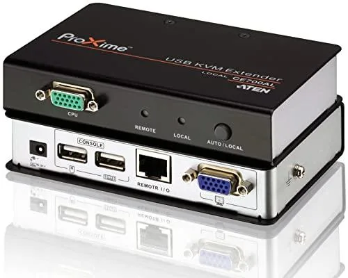 ATEN USB CAT5 console extender unit, compact silver box with front ports