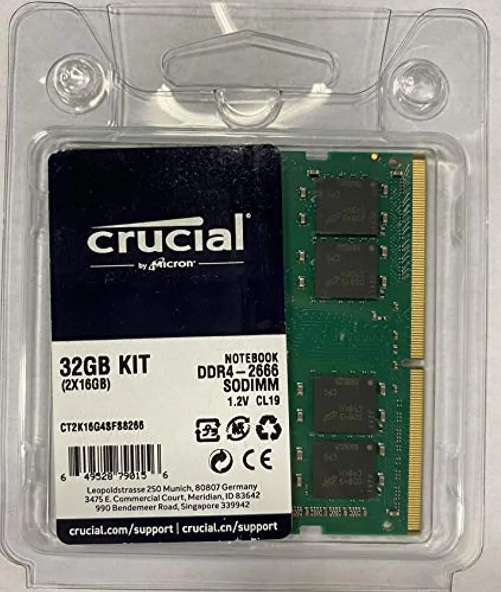 Crucial Crucial DDR4 32GB Kit 2x16GB SO-DIMM 260-pin 2666MHz CL19 1.2V — photo du produit