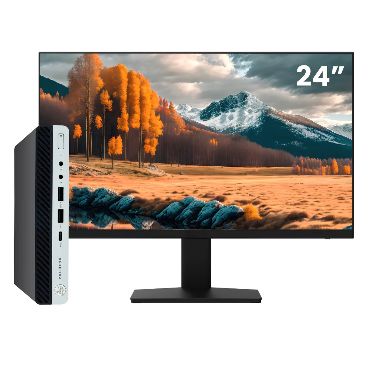 HP HP ProDesk 600 G5 Tiny desktop PC i5-9500T 32GB 1TB NVMe 24" monitor — photo du produit