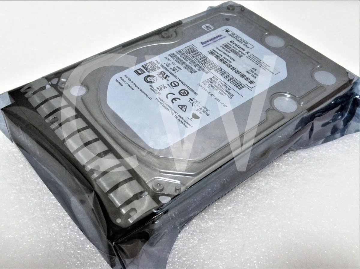 Silver 3.5 inch SAS hard drive in black caddy tray