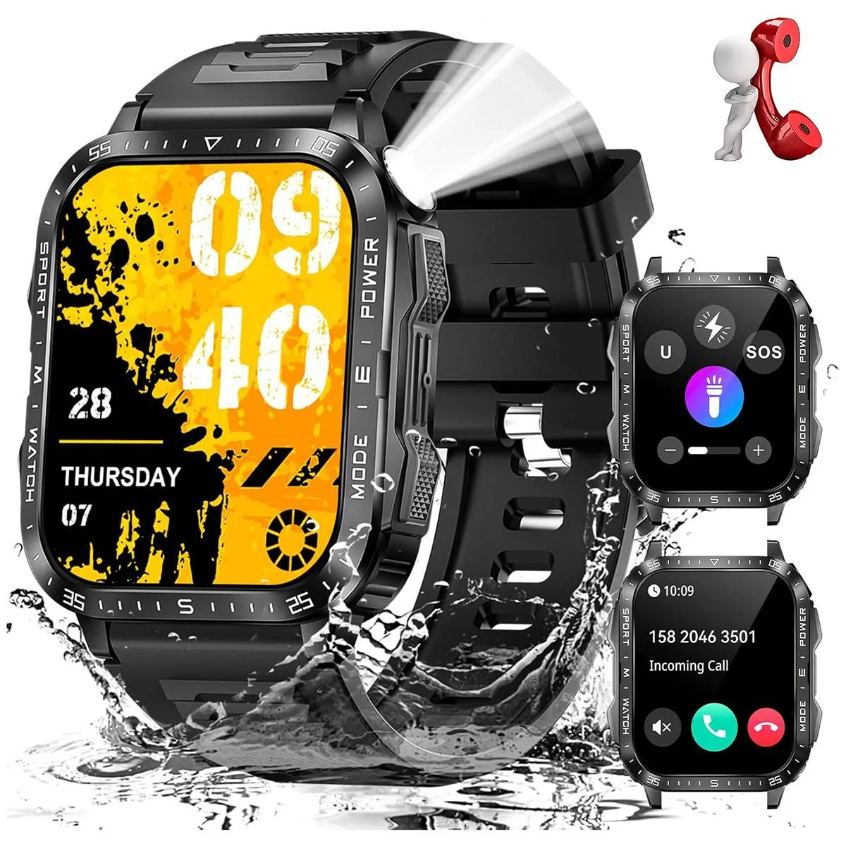 Hitoor Hitoor KT79 Smart Watch Black 2.0" 430mAh IP67 Bluetooth 5.3 — produktfoto