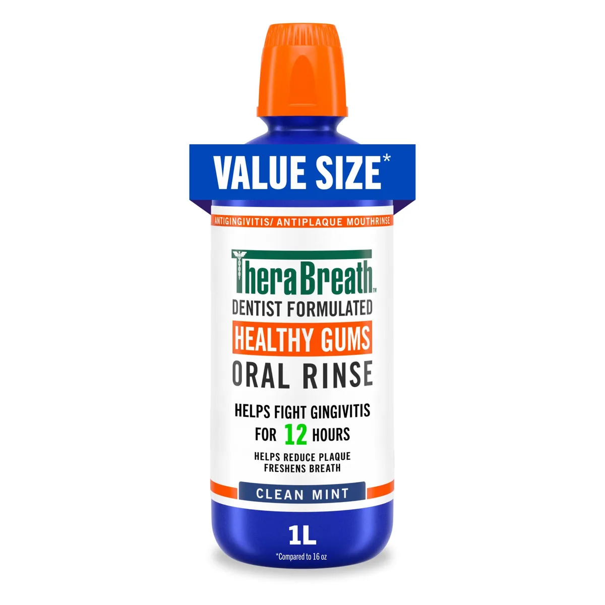  Waterpik TheraBreath Healthy Gums Oral Rinse Clean Mint 1 L 00697029236789 — product photo