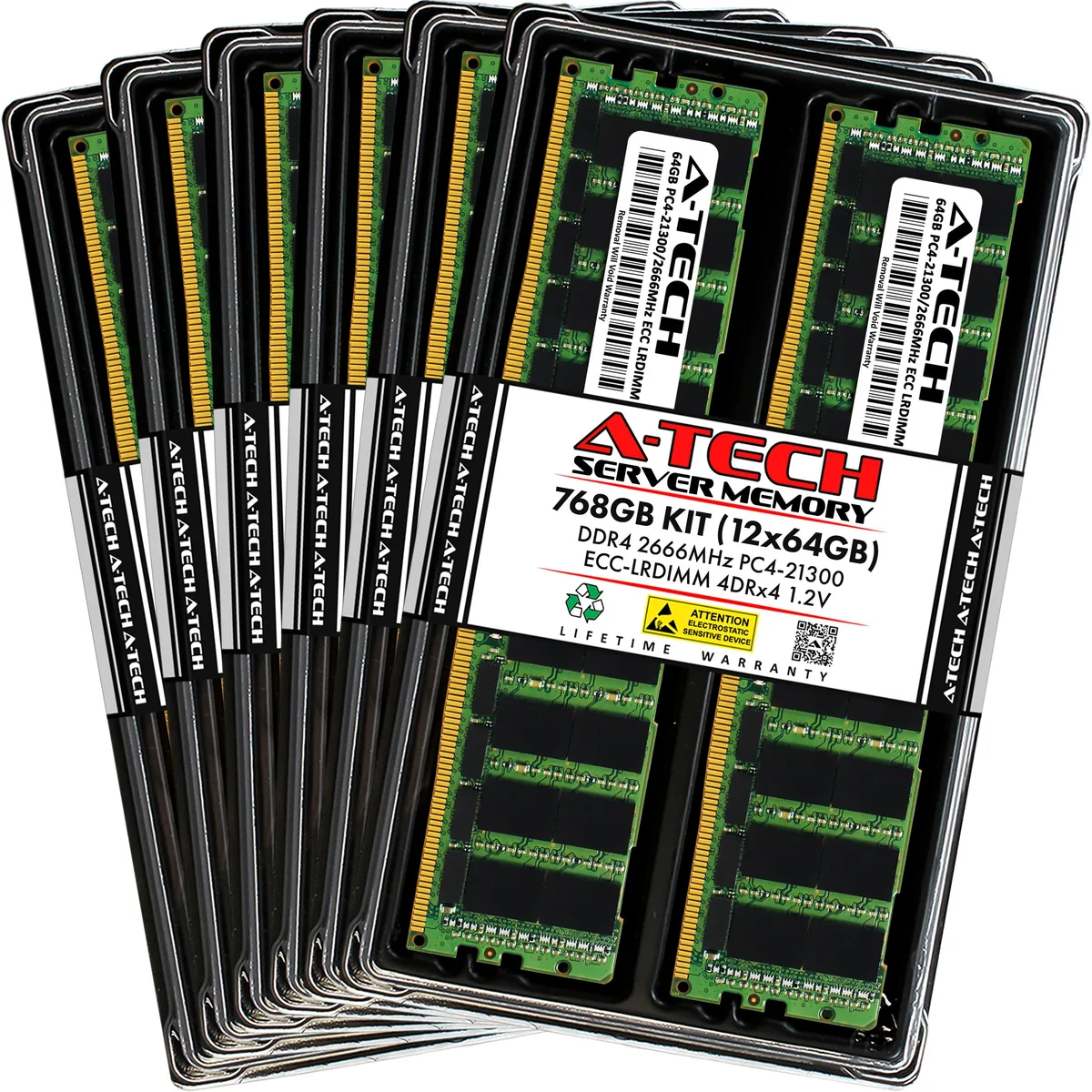 A-Tech A-Tech 768GB Kit (12x64GB) DDR4 2666/2667MHz ECC LRDIMM memory upgrade — produktbild