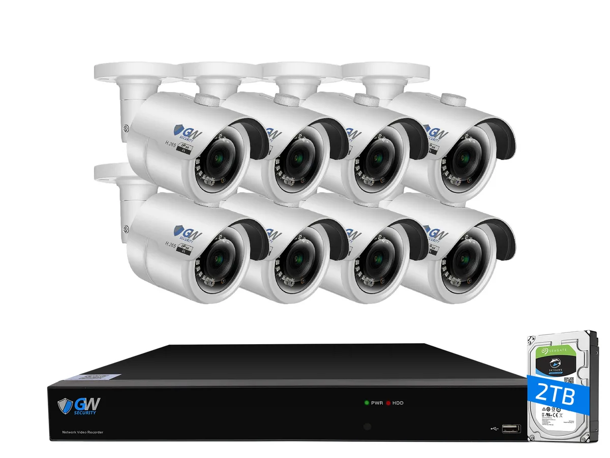 GW Security Inc. GW Security GW5508NPG 8-channel 4K NVR kit with 8 bullet cameras, 2TB HDD — product photo