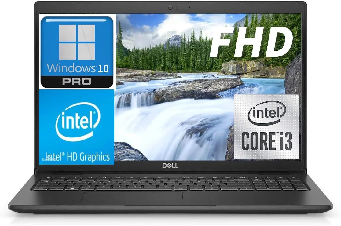 Black 15.6 inch FHD laptop with matte finish and built-in camera shutter