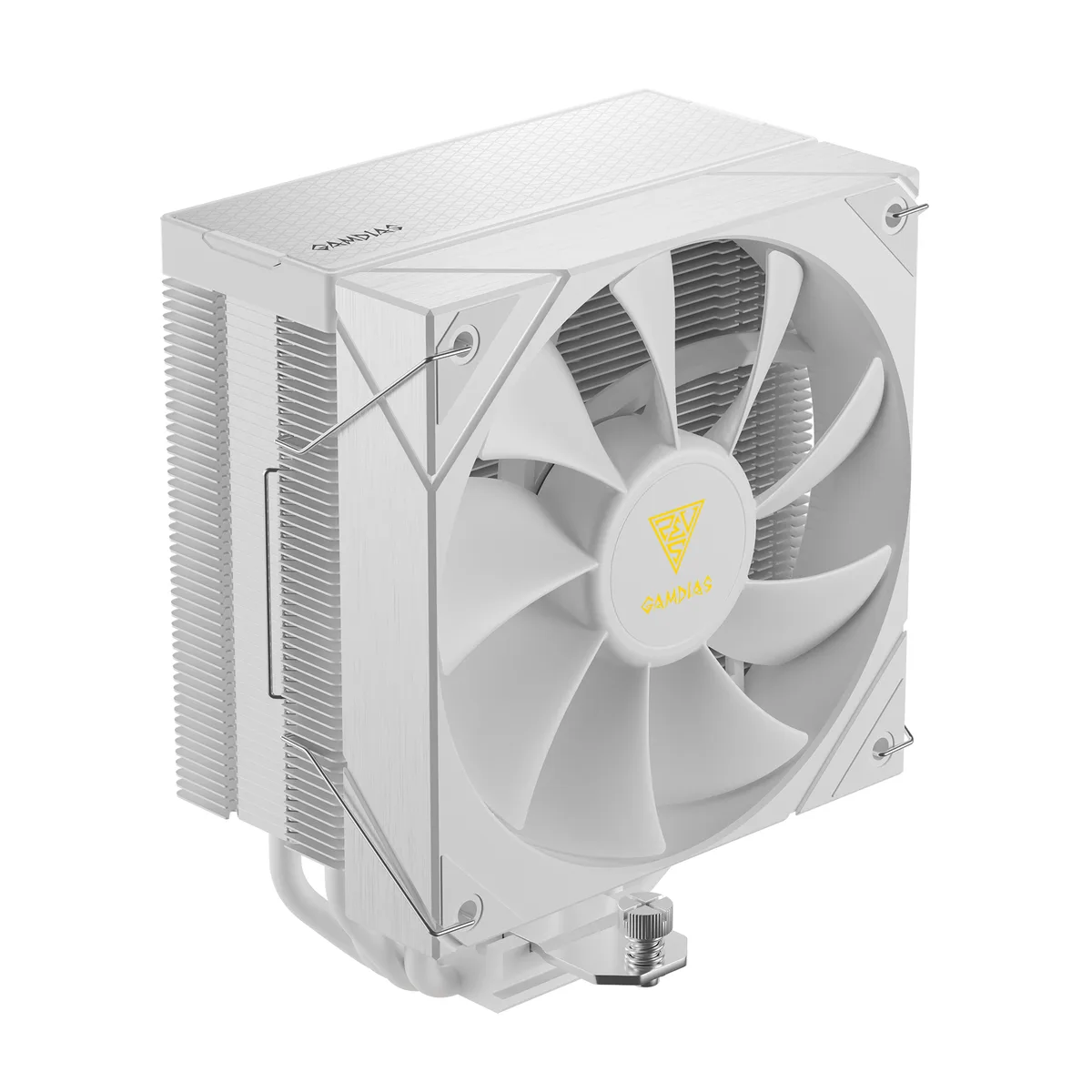 White CPU air cooler with four copper heat pipes and a 120 mm hydraulic PWM fan