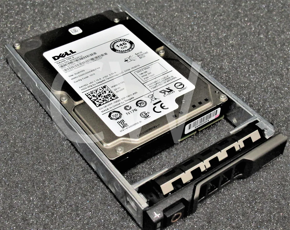 Small silver 2.5 inch SAS hard drive with Dell label