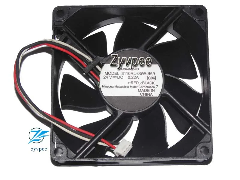 Zyvpee Zyvpee 3110RL-05W-B69 C04 80x25mm 24V 0.22A 3 Pin Ball Bearing Case Fan — 제품 사진
