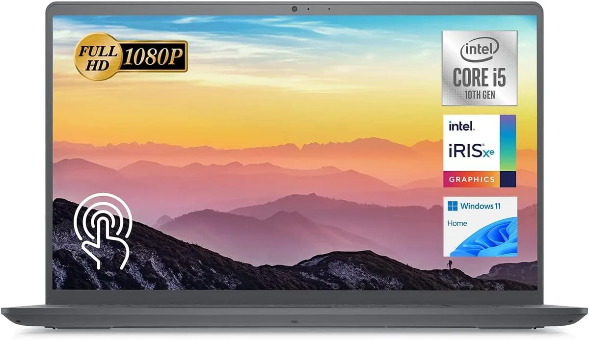 Carbon Black Dell Inspiron 15.6 inch FHD IPS touchscreen laptop, slim profile
