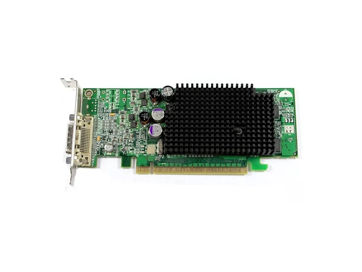 Low-profile PCIe graphics card with dual video outputs