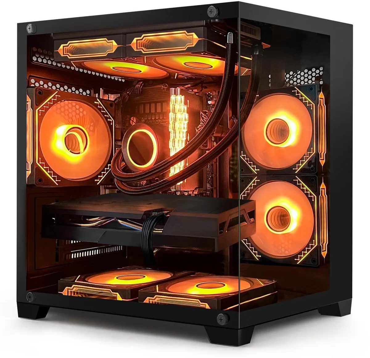 Hoengager Hoengager Gaming PC i5-13400F RTX 3050 16GB DDR4 2TB SSD 650W Liquid Cooling Black — product photo