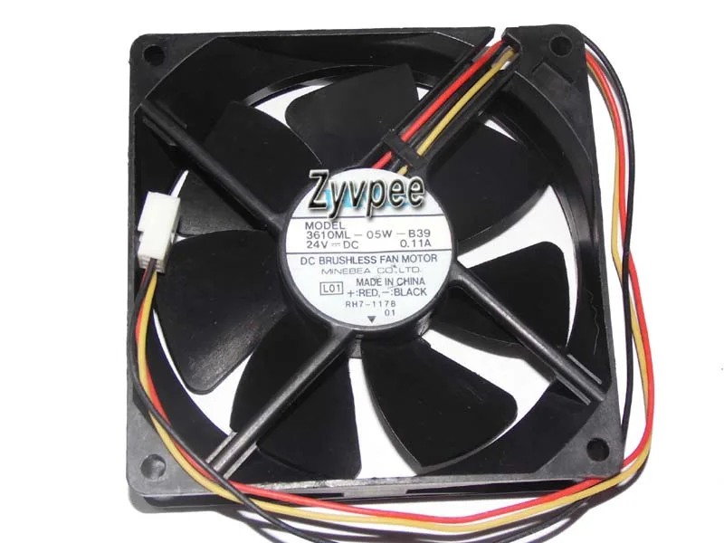 Zyvpee Zyvpee 3610ML-05W-B39 92mm 25mm 24V 0.11A 3-Pin Ball Bearing Case Fan — φωτογραφία προϊόντος