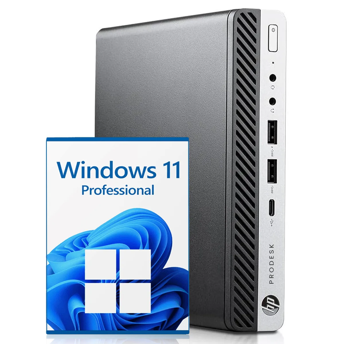 Compact black and silver tiny desktop PC