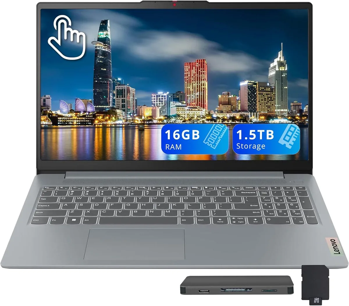 Lenovo Lenovo IdeaPad Slim 3 15.6" FHD Touchscreen AMD Ryzen 7 5825U 16GB 512GB + 1TB Dock Arctic Grey — product photo
