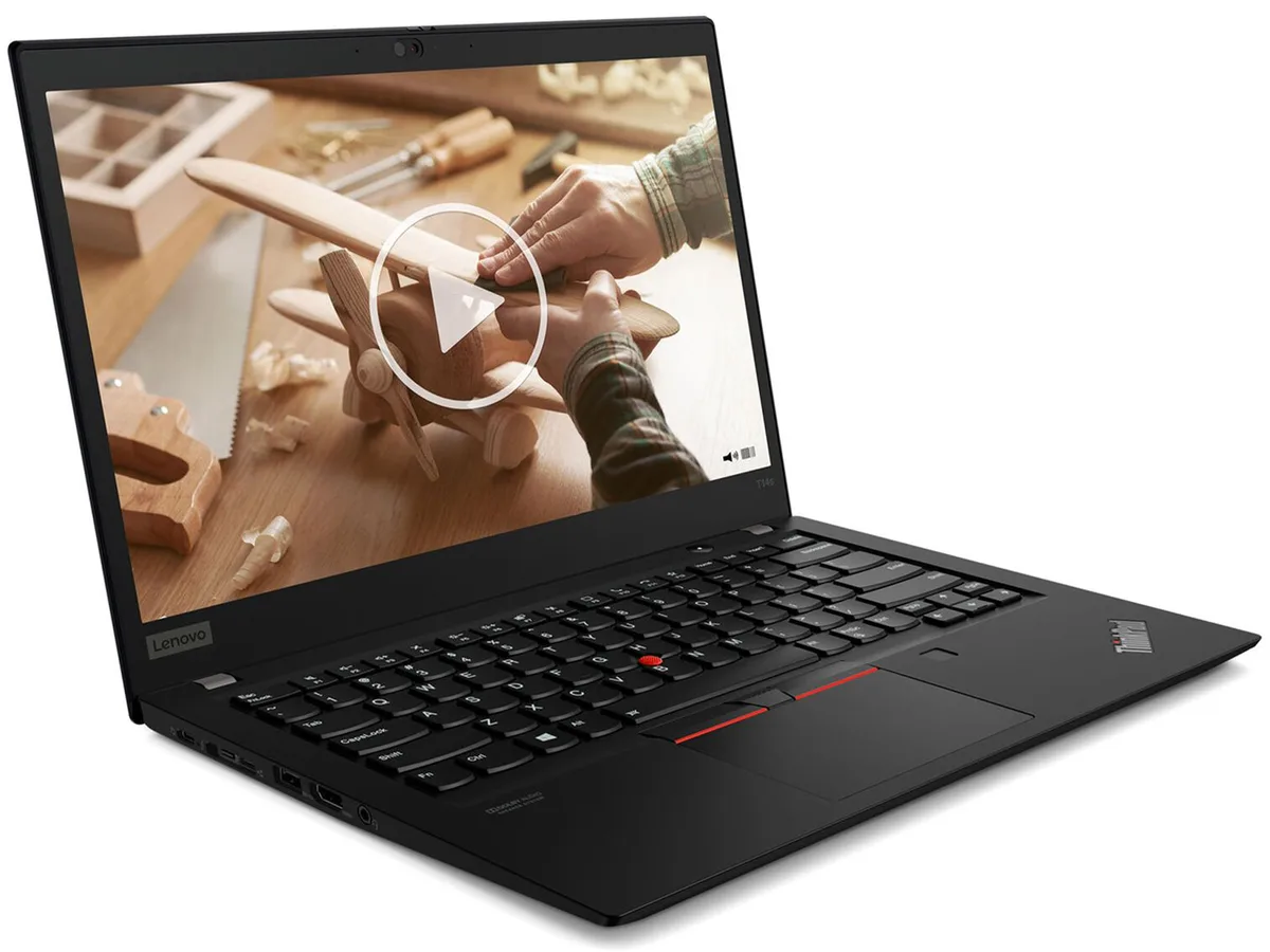 Black 14 inch Lenovo ThinkPad T14s laptop closed lid matte finish