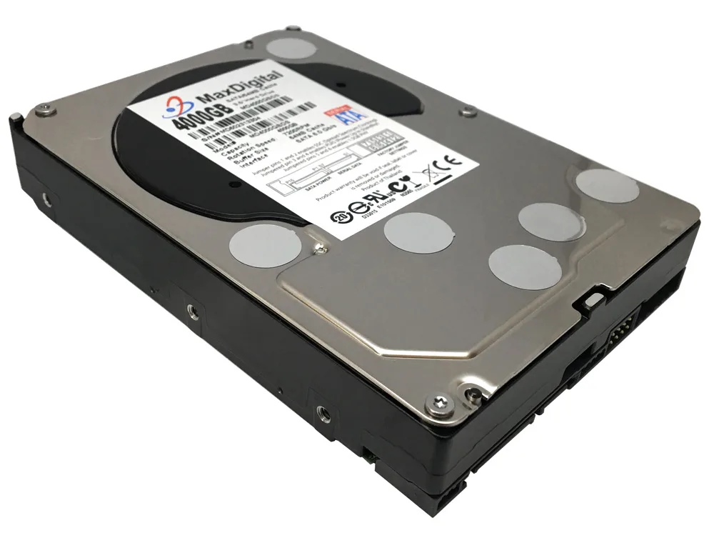 Silver 3.5 inch internal hard drive with SATA connectors