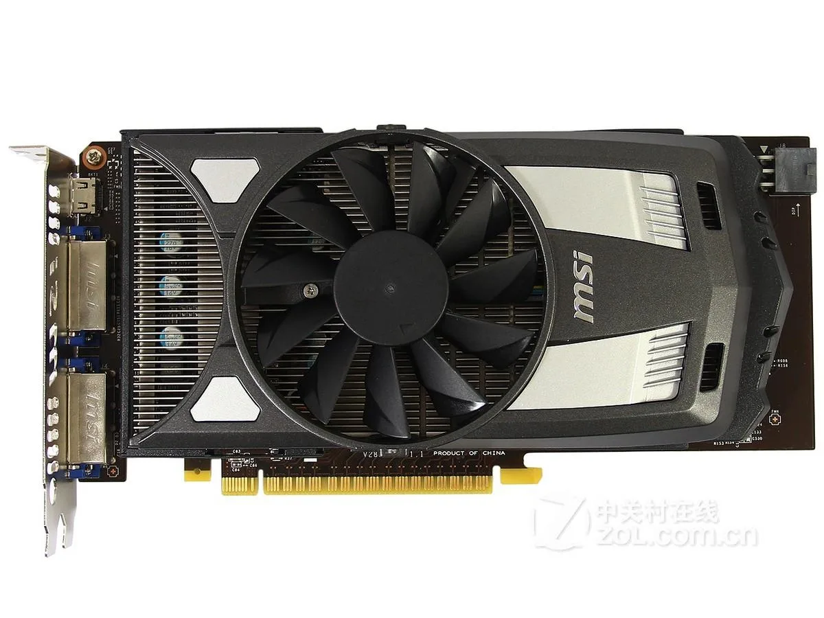 MSI GTX 650 graphics card with dual-fan cooler and 6-pin power connector