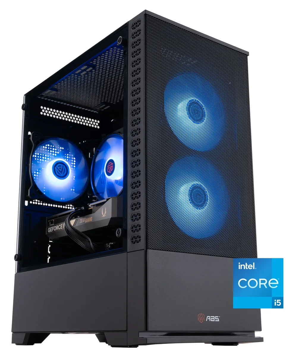 Refurbished ABS Cyclone Aqua mid-tower gaming desktop in black with RGB lighting