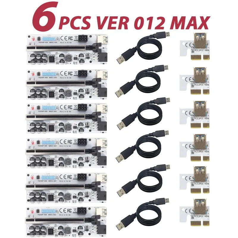 Six riser kits each with a 60cm USB 3.0 cable and 10 capacitors