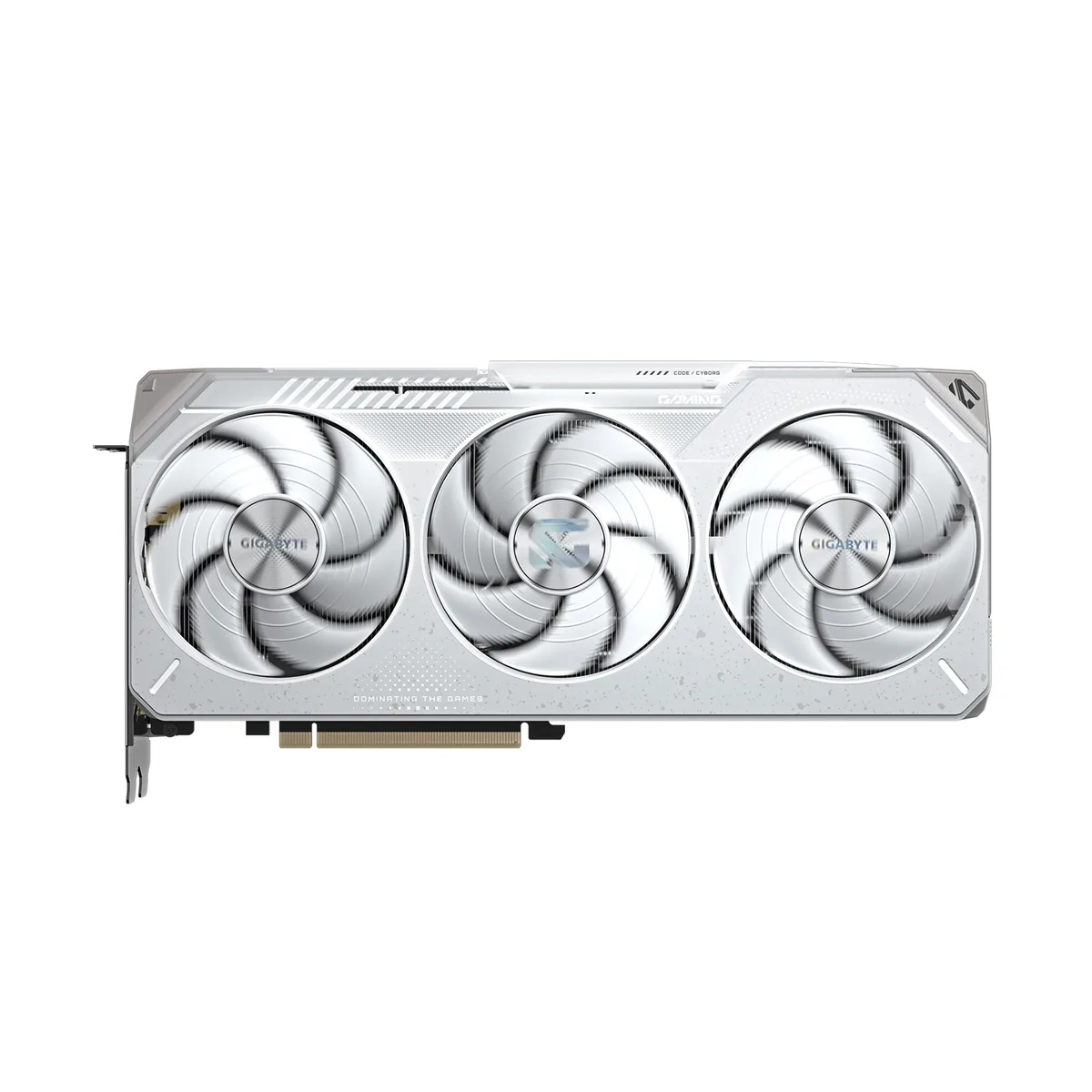 White triple-fan graphics card, 288 x 132 x 56 mm, 2.7-slot design
