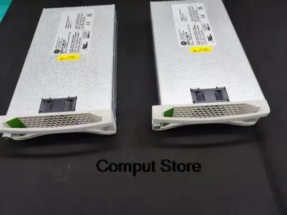 Rectangular ATX power supply unit with metal casing and rear fan grille