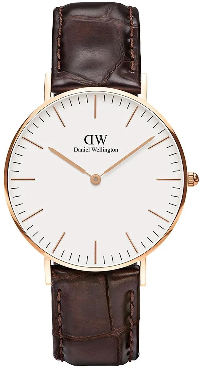 DW DW 0510DW Classic York 36 mm White Dial Steel &amp; 18ct Gold Leather Strap Watch — fotografija proizvoda