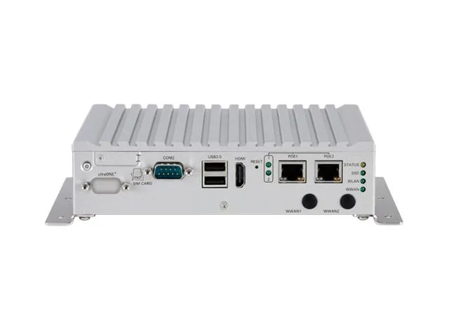 Compact fanless mini-PC with metal chassis and front ports