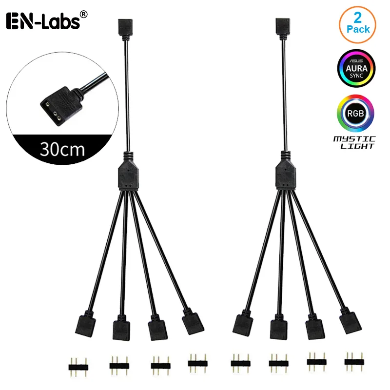 EN-Labs EN-Labs 5VRGBSPL1X4 2-pack 5V 3-pin RGB 4-way splitter 1 ft — ภาพสินค้า